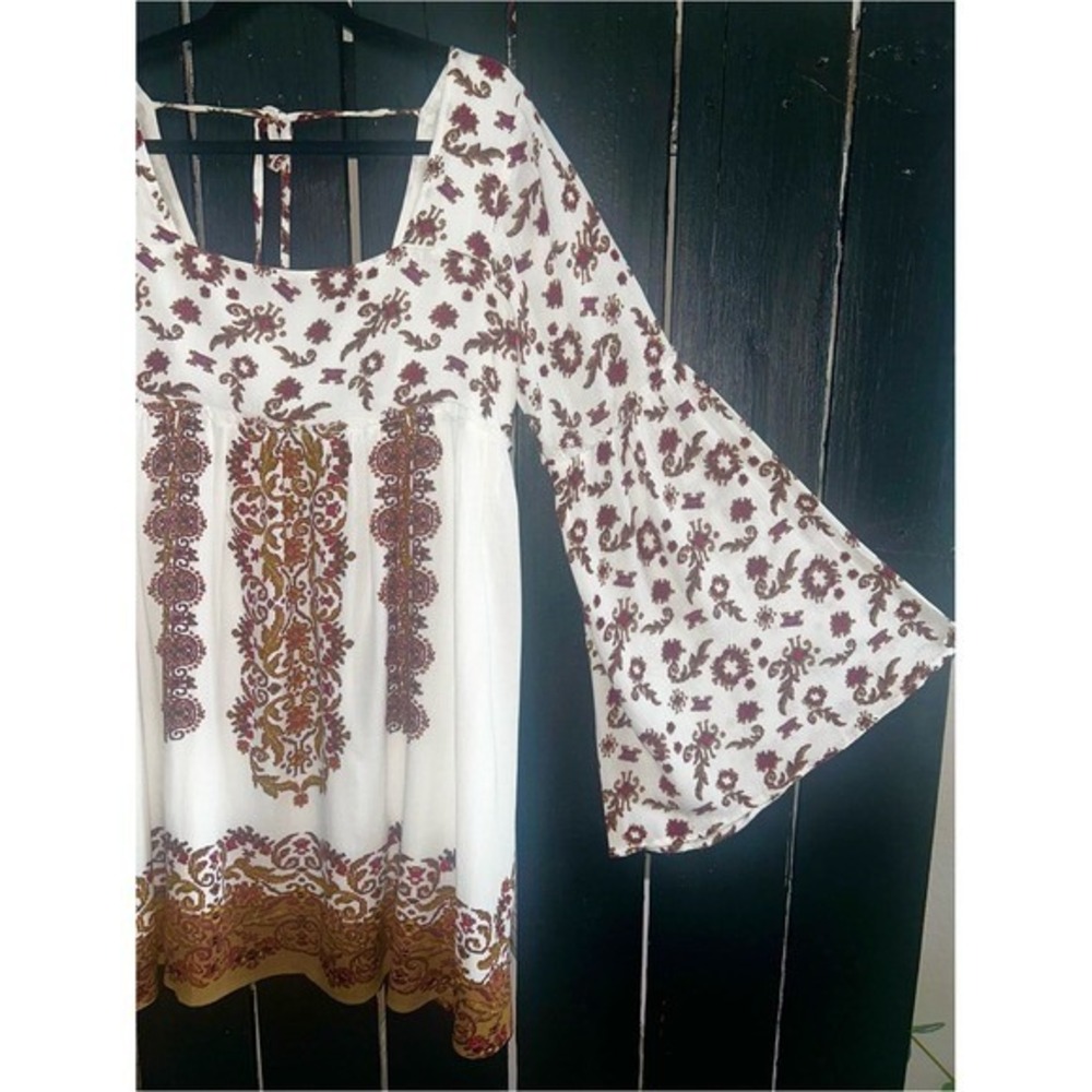Vintage Free People Earthy tone Paisley  Empire-Waist Boho Tunic Dress
Size: M - Picture 6 of 8